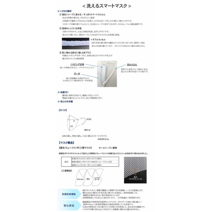 立体裁断 スマートマスク イニシャル刺繍代金込 ミューハン 銀イオン三層マスク 日本製 男女兼用 布マスク Msk An10 Msk An10 背広屋石k 通販 Yahoo ショッピング