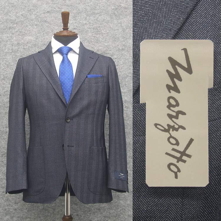 [MARZOTTO]クラシコテーパードスーツ　２タックパンツ　スタイリッシュ段返り３釦シングルスーツ　紺/杉綾　秋冬物　MZ-CL14 伊[MARZOTTO]クラシコテーパードスーツ 2タックパンツ スタイリッシュ