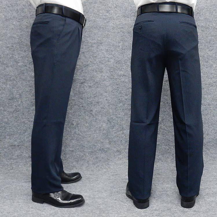 春夏 ワンタック スラックス 紺/ストライプ ウォッシャブル