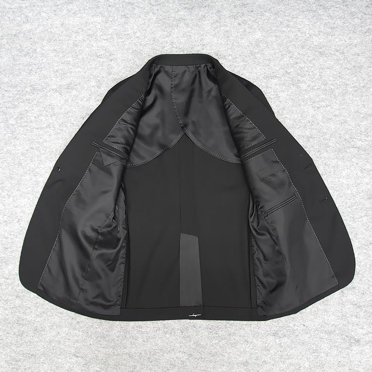 B品 訳あり 通年物 スタイリッシュ 3ピーススーツ 黒/ストライプ PER92