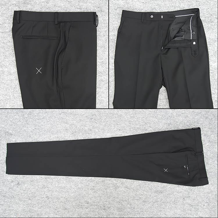 B品 訳あり 春夏〜通年物 スタイリッシュ 3ピーススーツ 黒/ストライプ