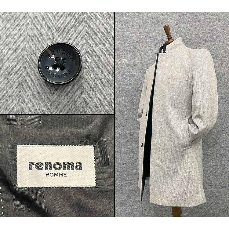 renoma] レノマHOMME カシミヤ混 デザインスタンドカラー ウールコート 