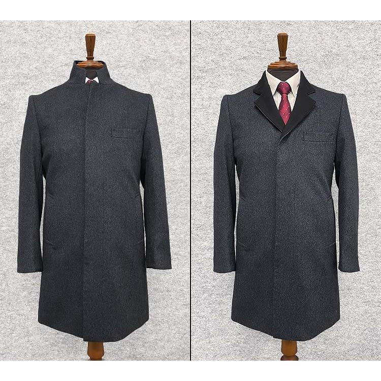 renoma] レノマHOMME カシミヤ混 デザインスタンドカラー ウールコート 