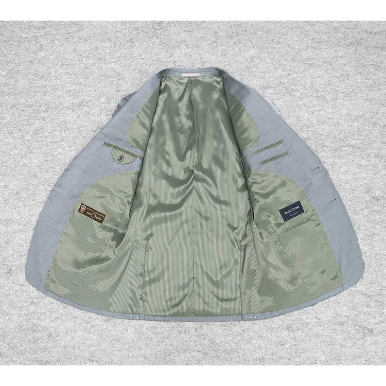 秋冬物 伊デルフィノ生地使用 スタイリッシュ2釦スーツ 薄ブルー/無地