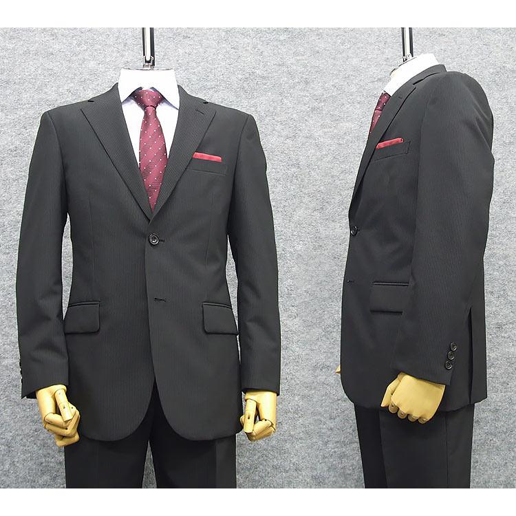春夏物 ２パンツ ベーシック２釦スーツ 黒/ストライプ メンズスーツ [A体] RG9102A 春夏物 2パンツ ベーシック2釦スーツ 黒/ストライプ メンズスーツ [A