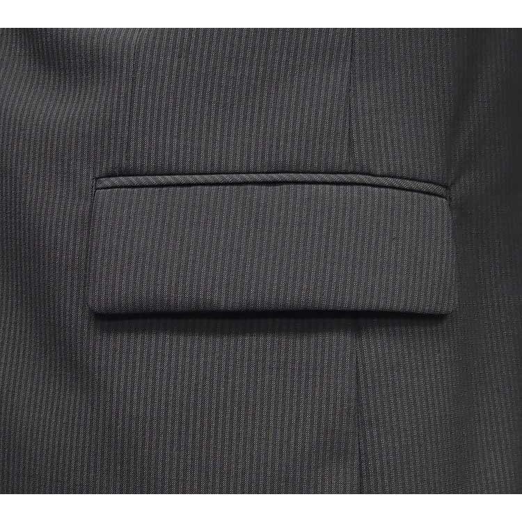 春夏物 2パンツ ベーシック2釦スーツ 黒/ストライプ メンズスーツ [A