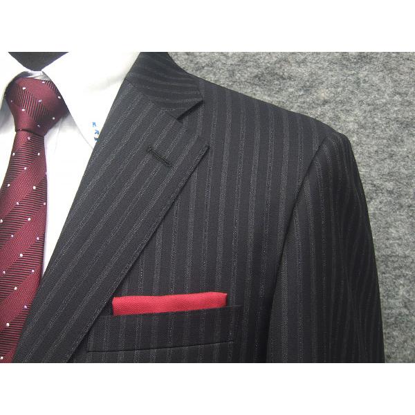 Tollegnoトレーニョ　ベーシック2釦スーツ　黒系/ストライプ　秋冬物　毛100％　総裏地 [AB体]　 ワンタックスーツ　RM3305 Tollegnoトレーニョ ベーシック2釦スーツ 黒系/ストライプ 秋冬物 毛