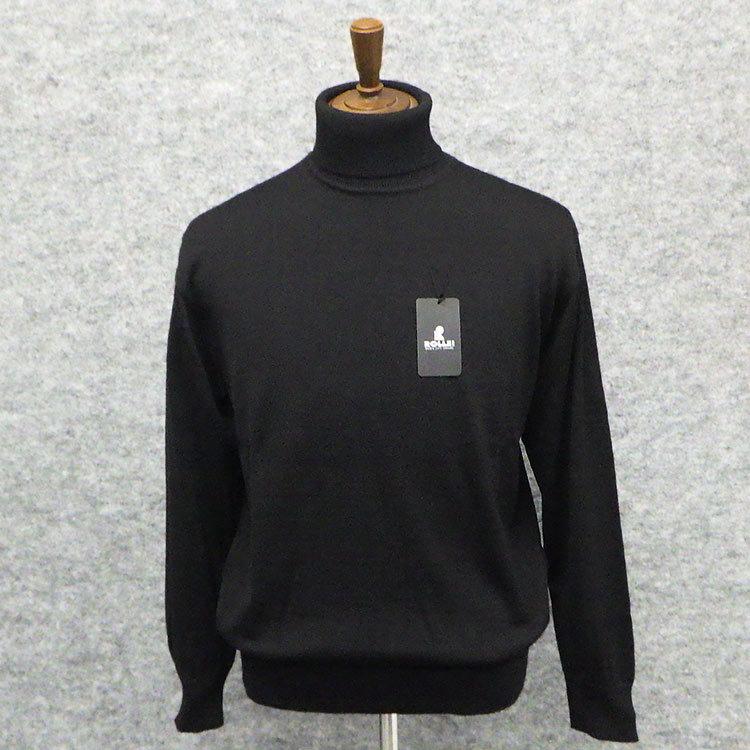 ニットセーター[ROLLEI]　日本製　黒/無地　タートルネック　ウール100％　ウォッシャブル　ROL77020-4 ニットセーター[ROLLEI] 日本製 黒/無地 タートルネック ウール100