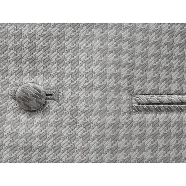 至上 訳あり フォーマルベスト 日本製 シルバーグレー 白銀 千鳥格子 シルク100 Rtv B1