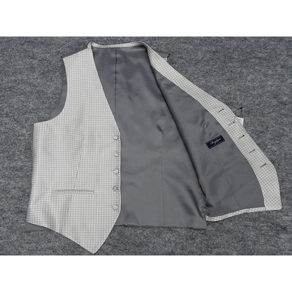 至上 訳あり フォーマルベスト 日本製 シルバーグレー 白銀 千鳥格子 シルク100 Rtv B1