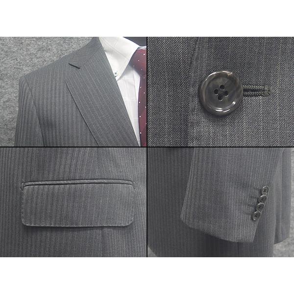 通年 シングル2釦ベーシックスーツ グレー/ストライプ [A体][AB体][BE