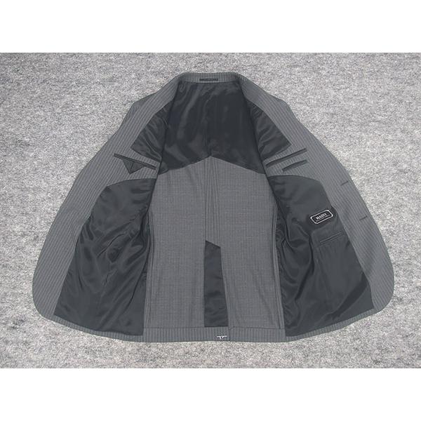 通年 シングル2釦ベーシックスーツ グレー/ストライプ [A体][AB体][BE