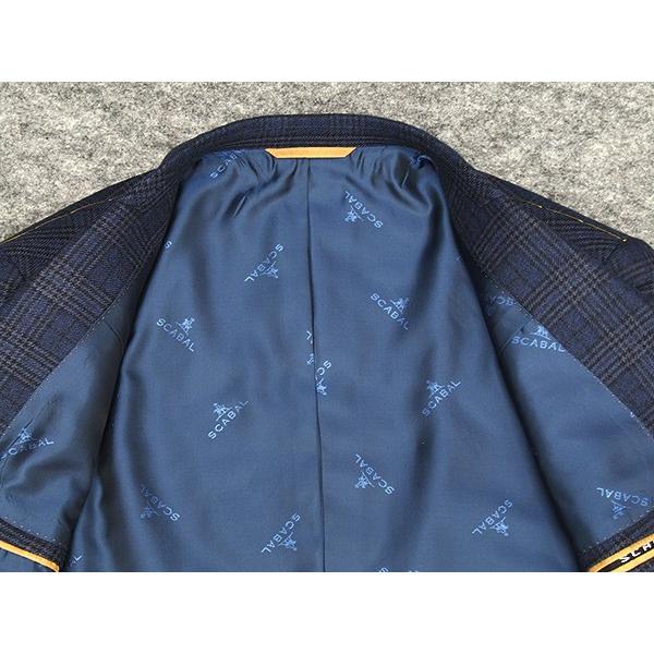 秋冬物ジャケット [SCABAL] スキャバル　ミルド生地　ベーシック2釦　紺系格子  [A体][AB体]　メンズ　SCB-J01の画像