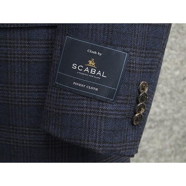 秋冬物ジャケット [SCABAL] スキャバル　ミルド生地　ベーシック2釦　紺系格子  [A体][AB体]　メンズ　SCB-J01の画像