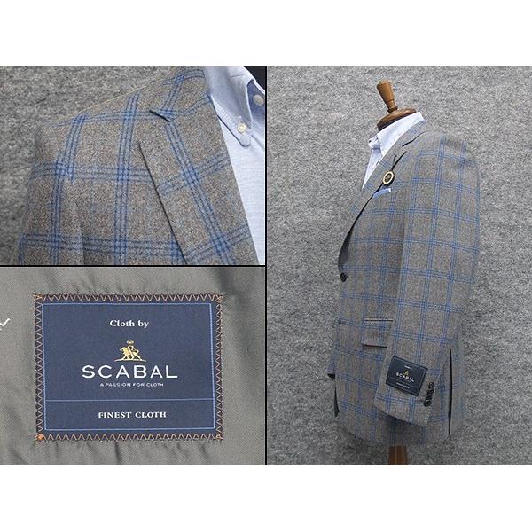 秋冬物ジャケット [SCABAL] スキャバル　フランネル生地　ベーシック2釦　薄グレー系格子  [A体][AB体]　メンズ　SCB-J04の画像