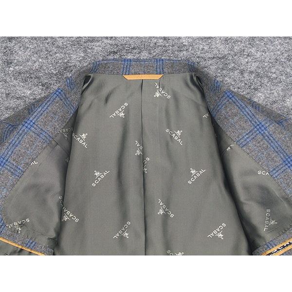 秋冬物ジャケット [SCABAL] スキャバル　フランネル生地　ベーシック2釦　薄グレー系格子  [A体][AB体]　メンズ　SCB-J04 ZEGNA（ゼニア） 秋冬物ジャケット [SCABAL] スキャバル フランネル