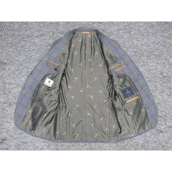 秋冬物ジャケット [SCABAL] スキャバル　フランネル生地　ベーシック2釦　薄グレー系格子  [A体][AB体]　メンズ　SCB-J04の画像