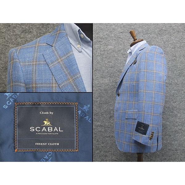 春夏物ジャケット [SCABAL] スキャバル　オーダー生地使用　ベーシック2釦　ブルー系格子  [AB体][BB体]　メンズ　SCB-J51の画像