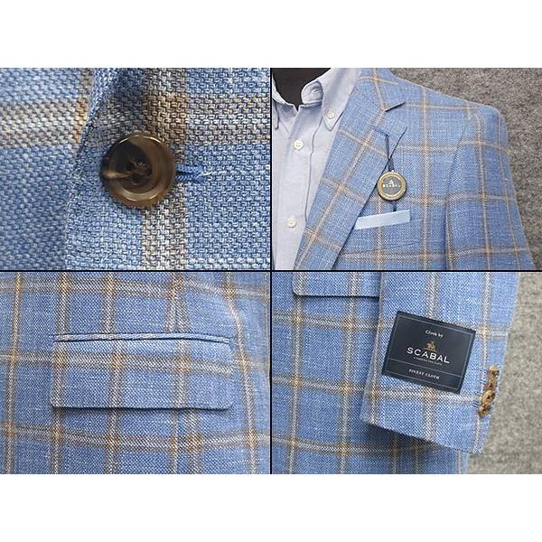 春夏物ジャケット [SCABAL] スキャバル　オーダー生地使用　ベーシック2釦　ブルー系格子  [AB体][BB体]　メンズ　SCB-J51の画像