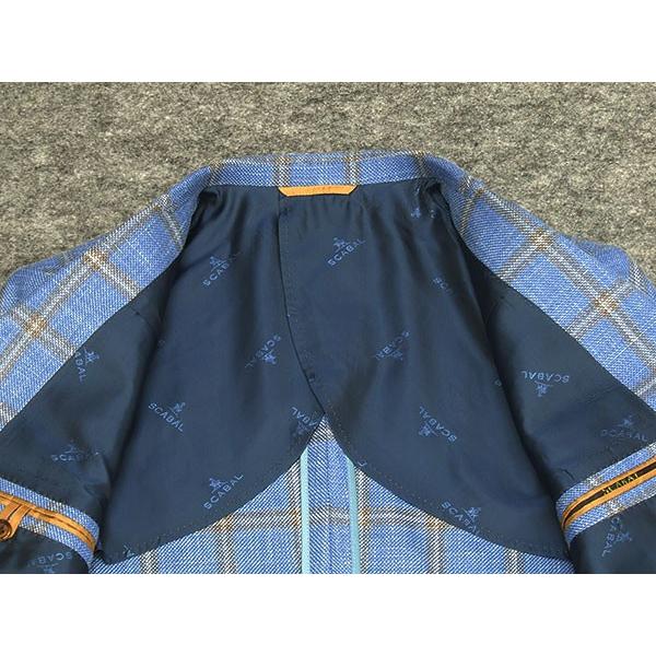 春夏物ジャケット [SCABAL] スキャバル　オーダー生地使用　ベーシック2釦　ブルー系格子  [AB体][BB体]　メンズ　SCB-J51の画像