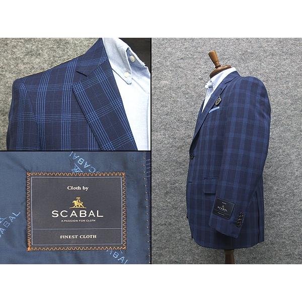春夏物ジャケット [SCABAL] スキャバル オーダー生地使用 ベーシック2釦 紺系チェック [A体][AB体] SCB-J52の画像