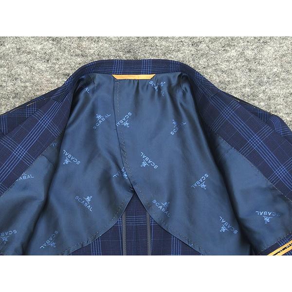 春夏物ジャケット [SCABAL] スキャバル オーダー生地使用 ベーシック2釦 紺系チェック [A体][AB体] SCB-J52の画像