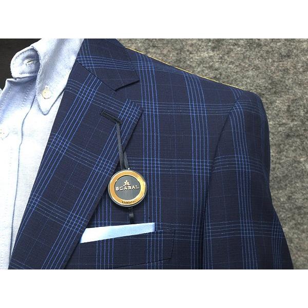 春夏物ジャケット [SCABAL] スキャバル オーダー生地使用 ベーシック2釦 紺系チェック [A体][AB体] SCB-J52の画像