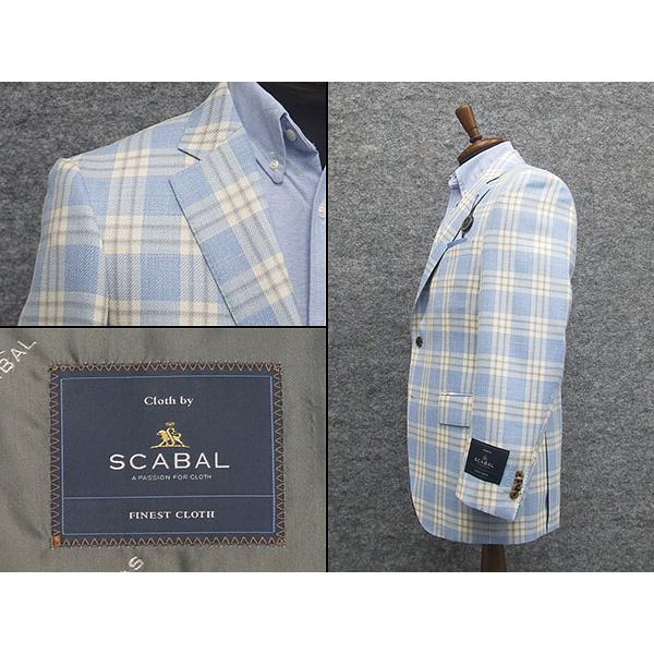 春夏物ジャケット [SCABAL] スキャバル オーダー生地使用 ベーシック2釦 青系/格子 [A体][AB体] SCB-J59の画像