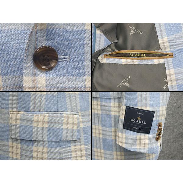 春夏物ジャケット [SCABAL] スキャバル オーダー生地使用 ベーシック2釦 青系/格子 [A体][AB体] SCB-J59の画像