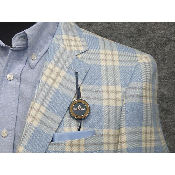 春夏物ジャケット [SCABAL] スキャバル オーダー生地使用 ベーシック2釦 青系/格子 [A体][AB体] SCB-J59の画像