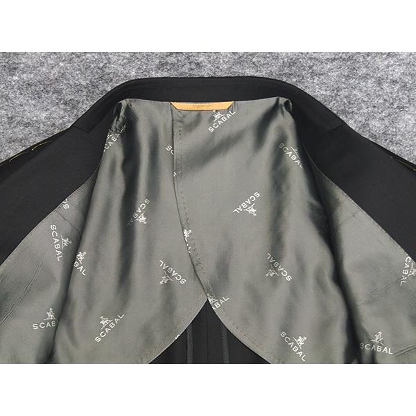 通年〜春夏物　[Scabal] スキャバル Super140sオーダー生地使用　ベーシック2釦シングルスーツ　黒/無地　日本製　[AB体][BB体]　ロゴ裏地　scb-R50の画像