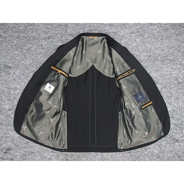 通年〜春夏物　[Scabal] スキャバル Super140sオーダー生地使用　ベーシック2釦シングルスーツ　黒/無地　日本製　[AB体][BB体]　ロゴ裏地　scb-R50の画像