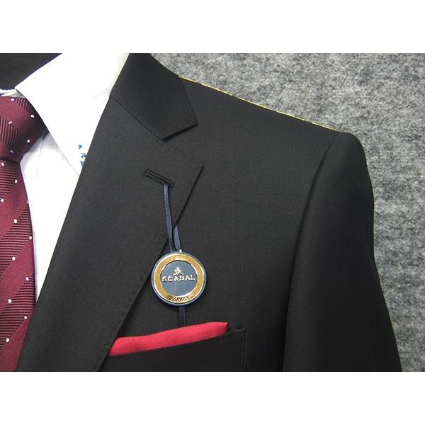 通年〜春夏物　[Scabal] スキャバル Super140sオーダー生地使用　ベーシック2釦シングルスーツ　黒/無地　日本製　[AB体][BB体]　ロゴ裏地　scb-R50の画像
