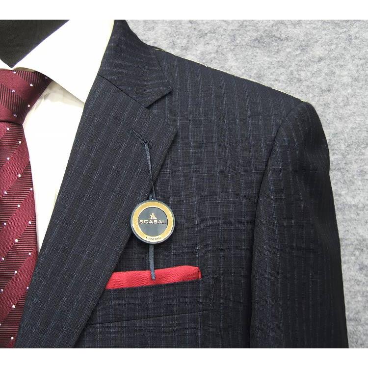 春夏物 [Scabal] スキャバル ベーシック2釦シングルスーツ 紺/ストライプ 日本製 [AB体][BB体] scb-R52の画像