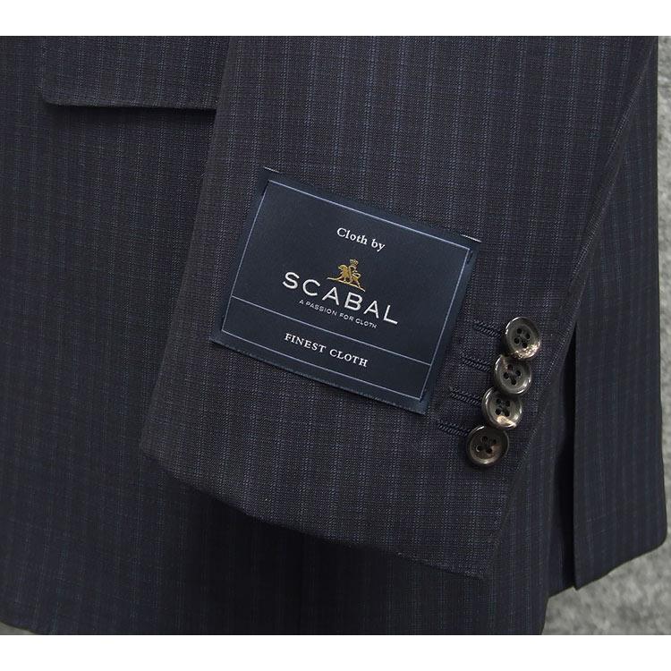 春夏物 [Scabal] スキャバル ベーシック2釦シングルスーツ 紺/ストライプ 日本製 [AB体][BB体] scb-R52の画像