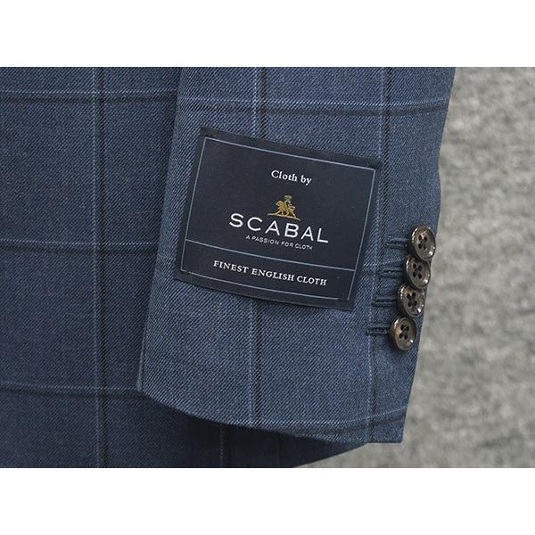 秋冬物 [Scabal] スキャバル スタイリッシュ2釦シングルスーツ 青藍/窓