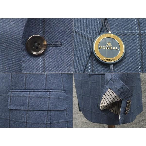 秋冬物 [Scabal] スキャバル スタイリッシュ2釦シングルスーツ 青藍/窓