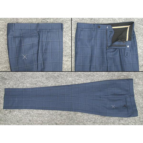 秋冬物 [Scabal] スキャバル スタイリッシュ2釦シングルスーツ 青藍/窓