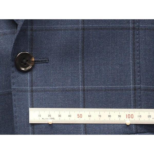 秋冬物　[Scabal] スキャバル　スタイリッシュ2釦シングルスーツ　青藍/窓枠格子　オーダー生地使用　日本製　[YA体][A体]　ロゴ裏地　メンズスーツ　SCB-S02の画像