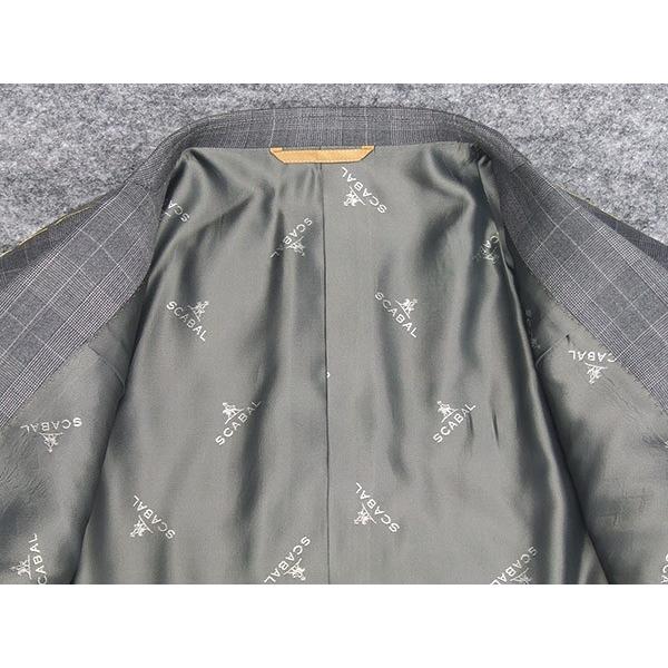 秋冬物　[Scabal] スキャバル　Super110sオーダー生地使用　スタイリッシュ2釦シングルスーツ　グレー/格子　日本製　SCB-S03の画像