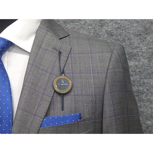 通年〜春夏物　[Scabal] スキャバル　Super140sオーダー生地使用　スタイリッシュ2釦シングルスーツ　グレー系/格子　日本製　[YA体][A体]　scb-s53の画像