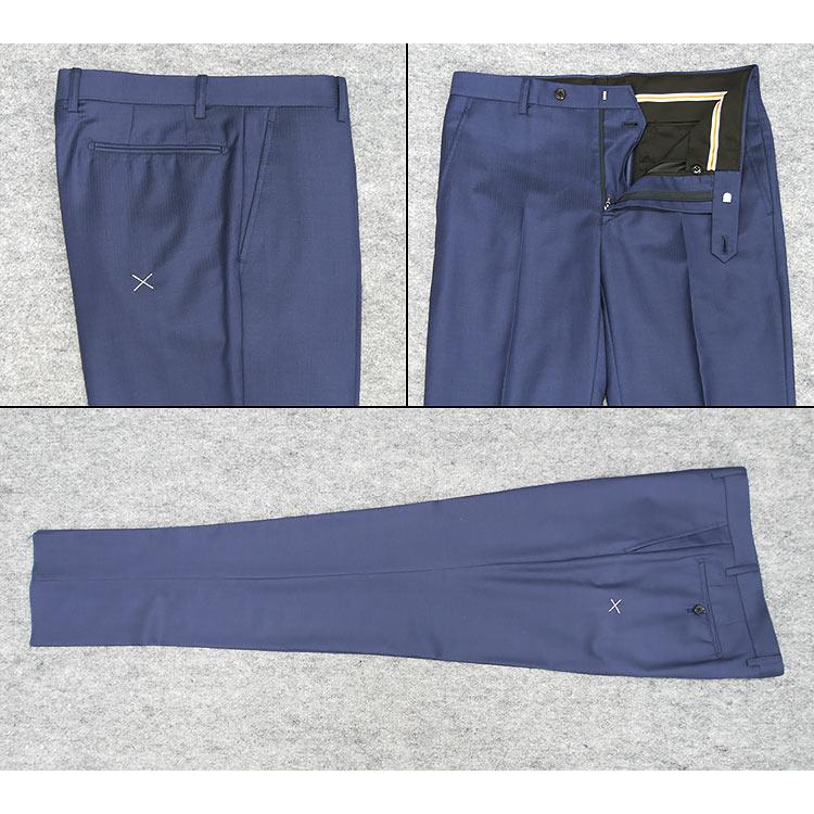 通年物 [Scabal] スキャバル Super120s スタイリッシュ2釦シングルスーツ 青紺/ストライプ 日本製 SCB-S56の画像