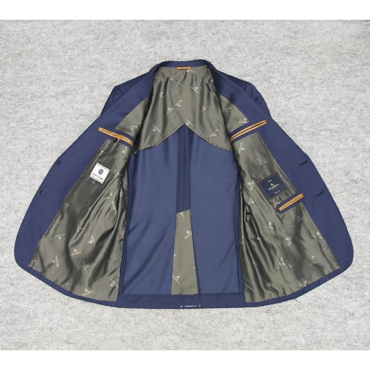 通年物 [Scabal] スキャバル Super120s スタイリッシュ2釦シングルスーツ 青紺/ストライプ 日本製 SCB-S56の画像