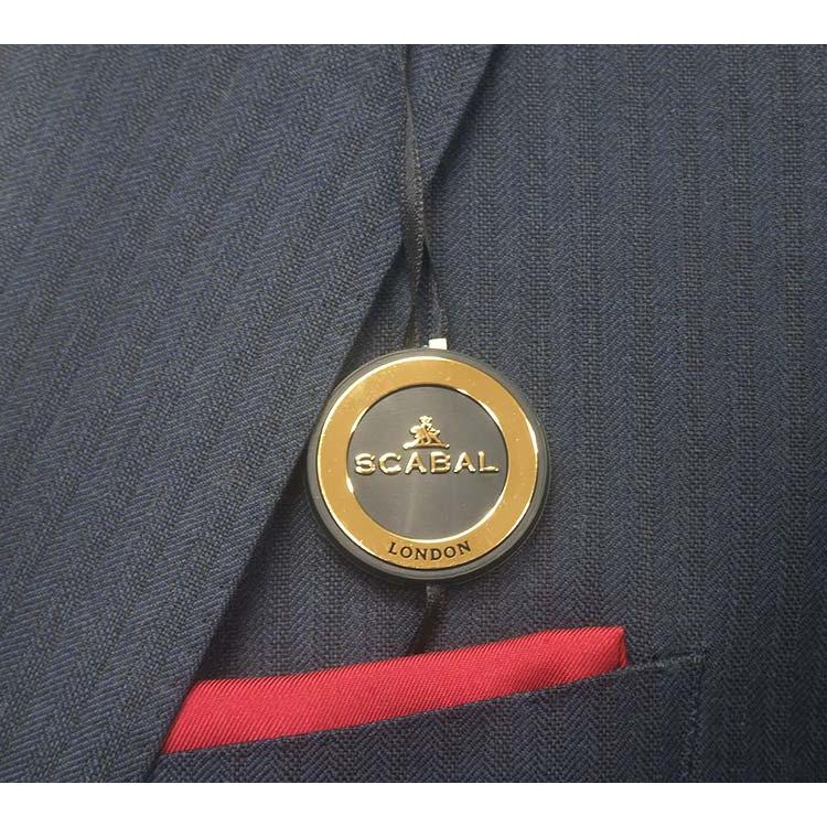 秋冬物　[Scabal] スキャバル　Super110sオーダー生地使用　ベーシック2釦シングルスーツ　藍系ストライプ　[A体]　日本製 scb004の画像