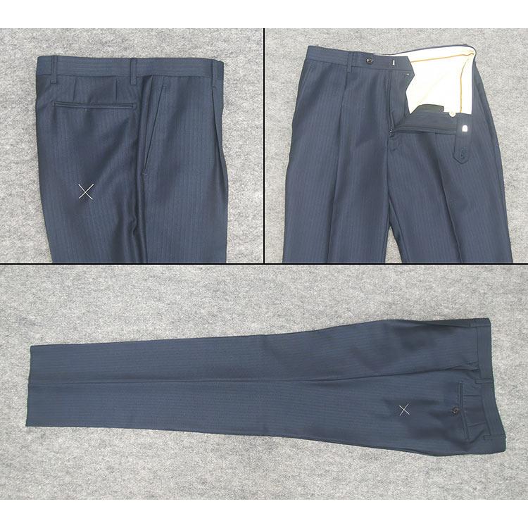 秋冬物　[Scabal] スキャバル　Super110sオーダー生地使用　ベーシック2釦シングルスーツ　藍系ストライプ　[A体]　日本製 scb004の画像
