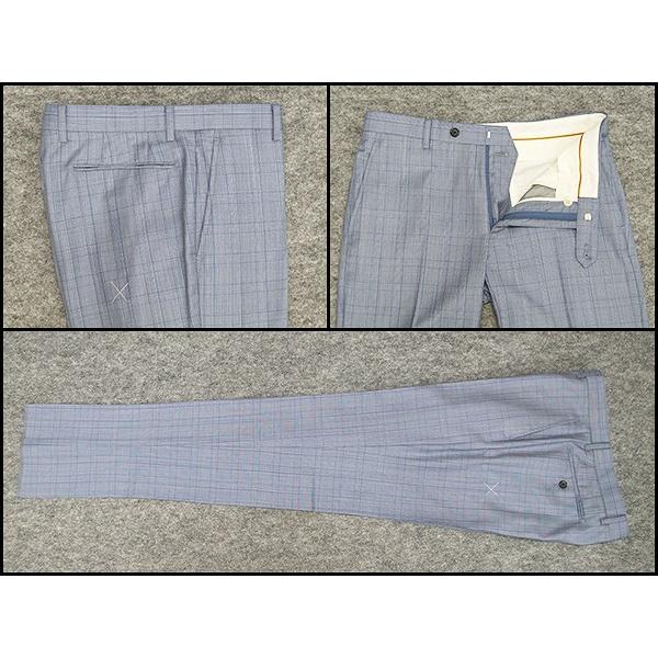 通年〜春夏物　[Scabal] スキャバル　Super140sオーダー生地使用　スタイリッシュ2釦シングルスーツ　薄青/格子　日本製　[YA体][A体][AB体]　scb103の画像