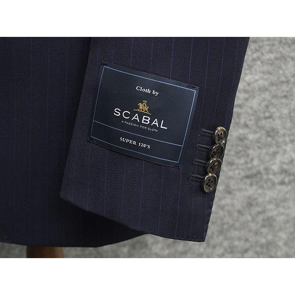 通年〜春夏物　[Scabal] スキャバル　Super120sオーダー生地使用　スタイリッシュ2釦シングルスーツ　紺/ストライプ　日本製　[A体][AB体]　scb106の画像