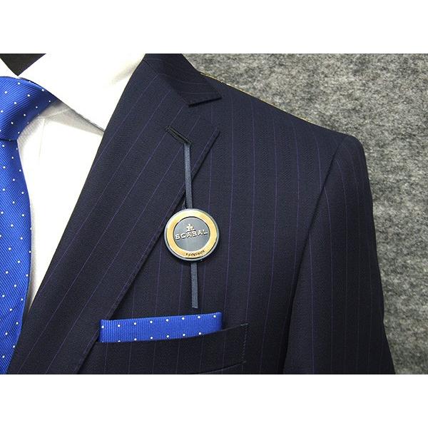 通年〜春夏物　[Scabal] スキャバル　Super120sオーダー生地使用　スタイリッシュ2釦シングルスーツ　紺/ストライプ　日本製　[A体][AB体]　scb106の画像