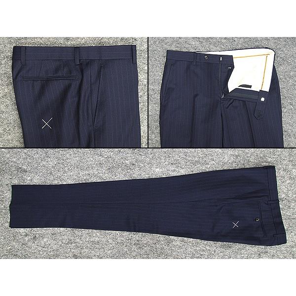 通年〜春夏物　[Scabal] スキャバル　Super120sオーダー生地使用　スタイリッシュ2釦シングルスーツ　紺/ストライプ　日本製　[A体][AB体]　scb106の画像