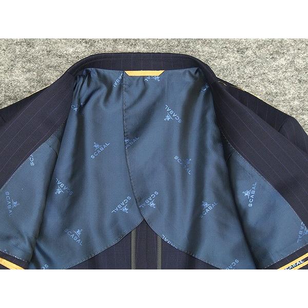 通年〜春夏物　[Scabal] スキャバル　Super120sオーダー生地使用　スタイリッシュ2釦シングルスーツ　紺/ストライプ　日本製　[A体][AB体]　scb106の画像